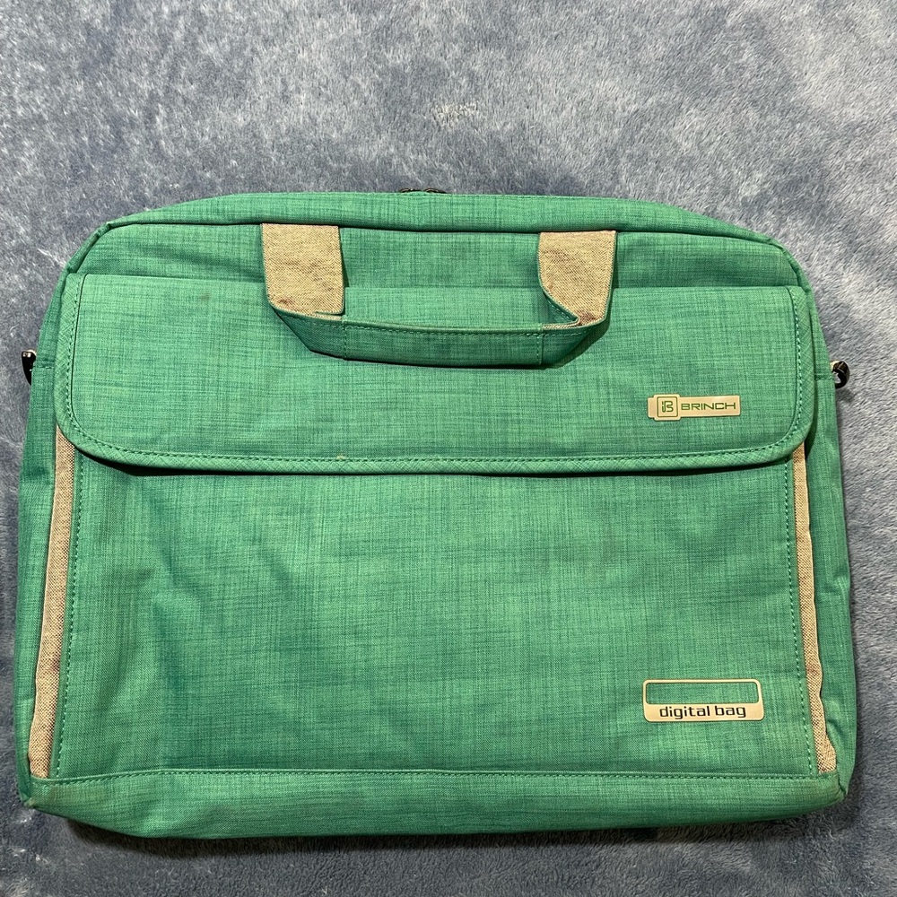 Brinch Teal / Gray  Full Zip 16" Padded Laptop Bag Briefcase